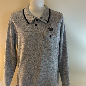 Free Nature Men's Gray Fleece Button Mock Pullover in size M